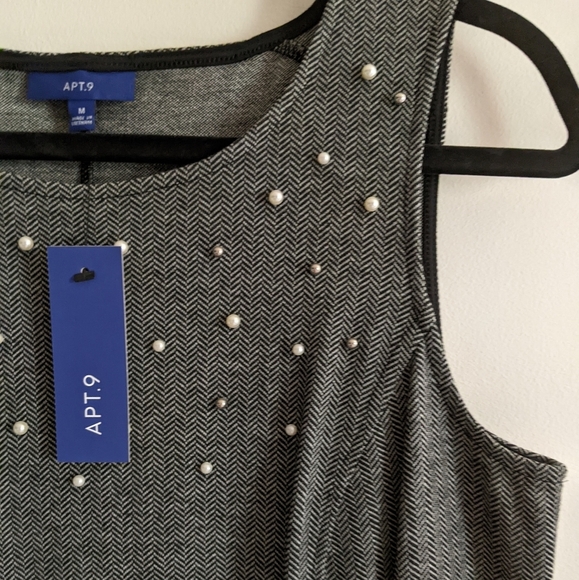 NWT Apt. 9 Women's Pearls Beaded Scoop Neck Sleeveless Midi Sheath Dress Size M - Picture 2 of 9